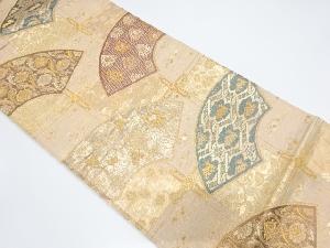 格天井に地紙・有栖川文様・花唐草模様織り出し　袋帯